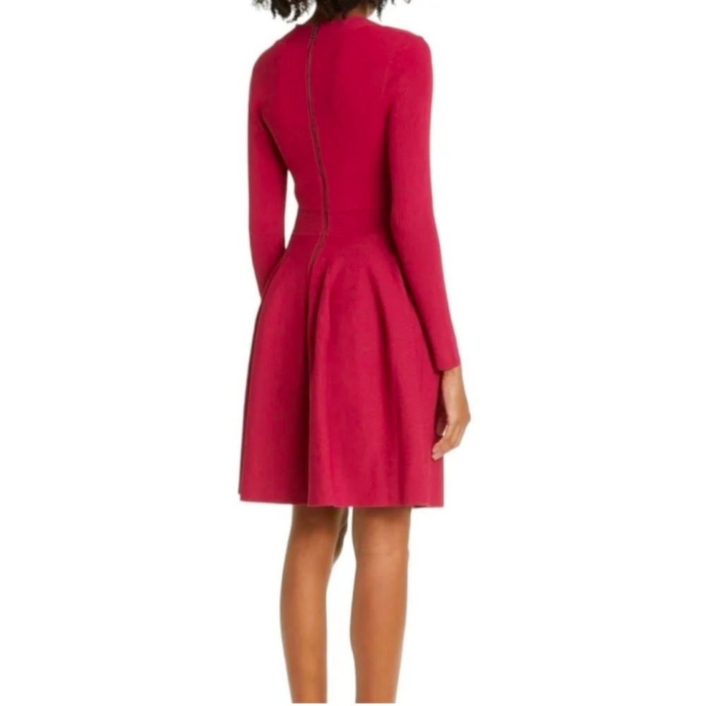 Ted Baker London Deep Pink Viennia Long Sleeve Knit Sweatheart Skater Dress NWT5 - Picture 3 of 14